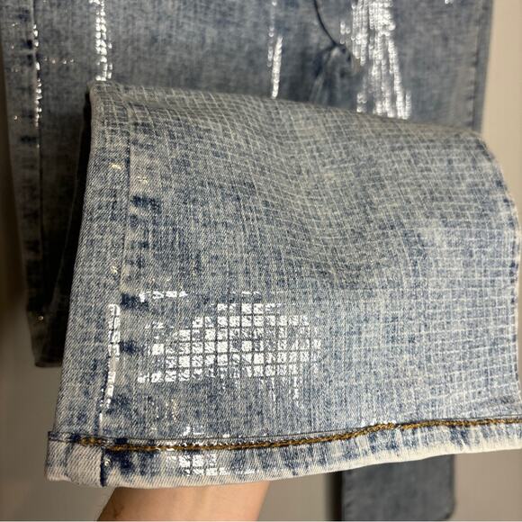 Diesel D-Shark Slim Flare Sequin Coated Jean Low Rise - Picture 8 of 16